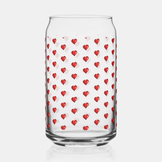 Drinkware Set Love Red Hearts  Blikvorm Glas (Achterkant)
