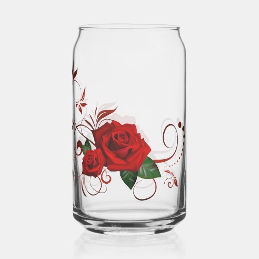 Drinkware Set Love Red Rose Floral  Blikvorm Glas (Voorkant)