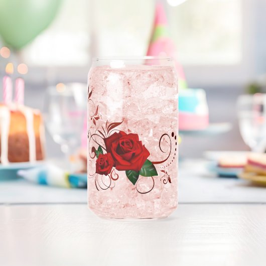 Drinkware Set Love Red Rose Floral  Blikvorm Glas (Insitu (Verjaardag))