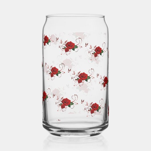Drinkware Set Love Red Rose Floral Blikvorm Glas (Voorkant)