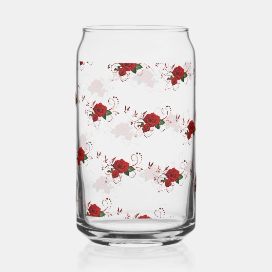 Drinkware Set Love Red Rose Floral  Blikvorm Glas (Achterkant)