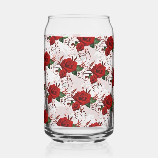 Drinkware Set Love Red Rose Floral  Blikvorm Glas (Voorkant)