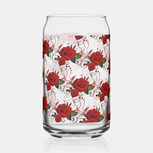 Drinkware Set Love Red Rose Floral  Blikvorm Glas (Achterkant)