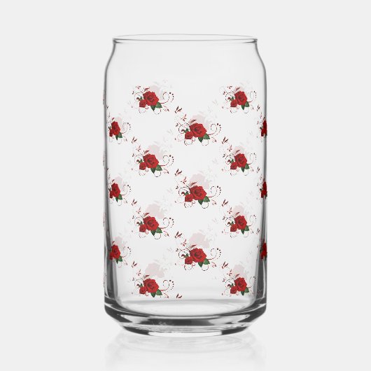 Drinkware Set Love Red Rose Floral  Blikvorm Glas (Achterkant)
