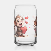 Drinkware Set Monkey Love Red Hearts  Blikvorm Glas (Voorkant)