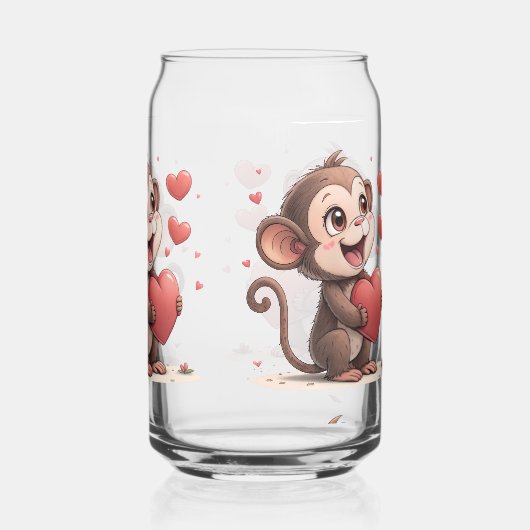 Drinkware Set Monkey Love Red Hearts Blikvorm Glas (Achterkant)
