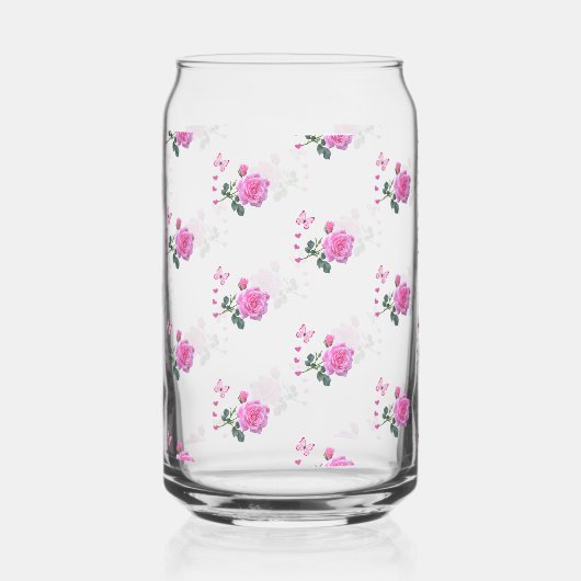 Drinkware Set Pink Rose Butterfly Blikvorm Glas (Achterkant)
