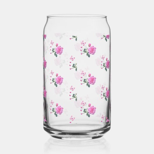 Drinkware Set Pink Rose Butterfly Blikvorm Glas (Rechts)