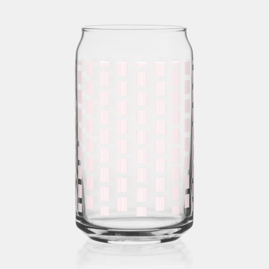 Drinkware Set Pink & White Stripe Square Blikvorm Glas (Voorkant)