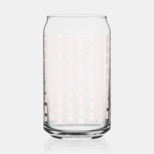 Drinkware Set Pink & White Stripe Square Blikvorm Glas (Achterkant)