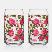Drinkware Set "Roos Garden Delight: Naadloos roze Blikvorm Glas (Voorkant)
