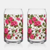 Drinkware Set "Roos Garden Delight: Naadloos roze Blikvorm Glas (Links)