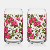 Drinkware Set "Roos Garden Delight: Naadloos roze Blikvorm Glas (Rechts)
