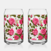 Drinkware Set "Roos Garden Delight: Naadloos roze Blikvorm Glas (Achterkant)