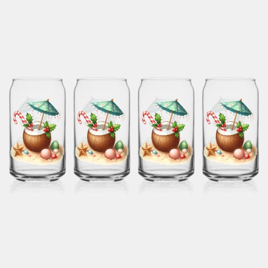 Drinkware Set-Tropical Christmas Blikvorm Glas (Achterkant)