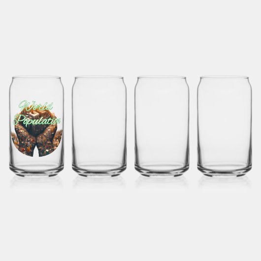Drinkware Stijl: Gedrukt blikglas, Set: Set van 4, Blikvorm Glas (Voorkant)