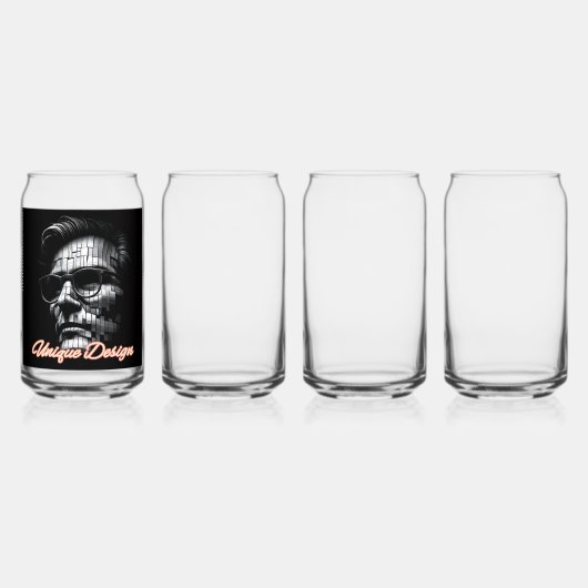Drinkware Stijl: Gedrukt blikglas, Set: Set van 4, Blikvorm Glas (Voorkant)