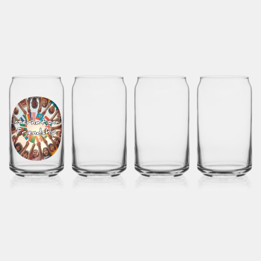 Drinkware Stijl: Gedrukt blikglas, Set: Set van 4, Blikvorm Glas (Voorkant)