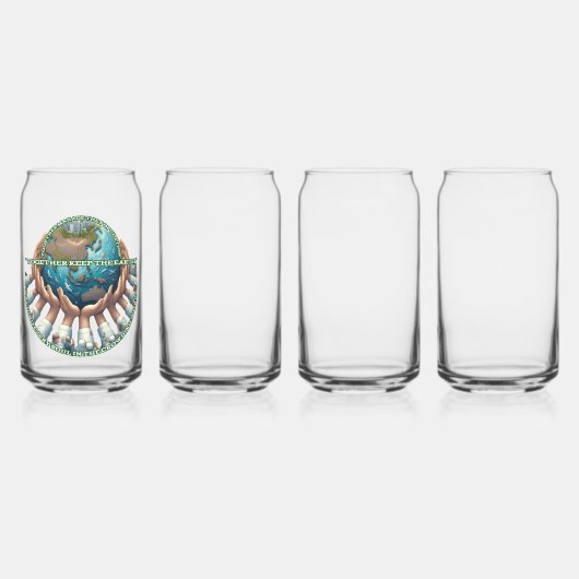 Drinkware Stijl: Gedrukt blikglas, Set: Set van 4, Blikvorm Glas (Voorkant)