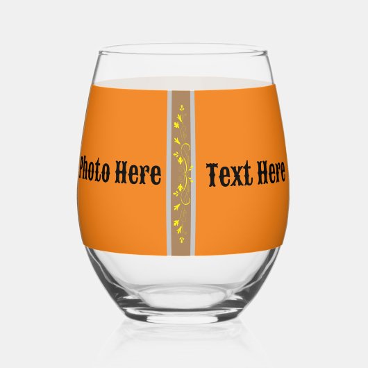 Drinkware Stijl: Gedrukte Wijn Glas foto | tekst. (Voorkant)