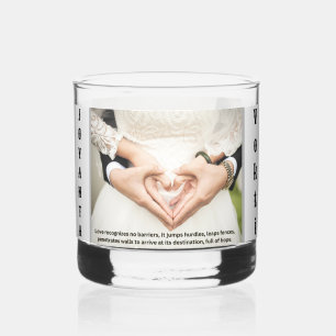 Drinkware trouwfoto met Naam rotsen Glas. Whisky Glas