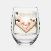 Drinkware trouwfoto met naam wijnglas zonder voet (Achterkant)