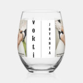 Drinkware trouwfoto met naam wijnglas zonder voet (Rechts)