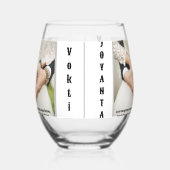 Drinkware trouwfoto met naam wijnglas zonder voet (Links)