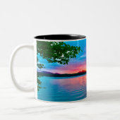 drinkware, zonsondergang over het meer; tweekleurige koffiemok (Links)