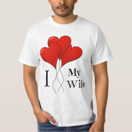 Drio rood hart ballonnen ik hou van mijn vrouw t-shirt