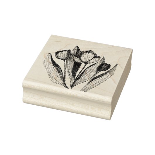 Drio Tulpn, Handgetekend Gegraveerd Stempel (Stempel)