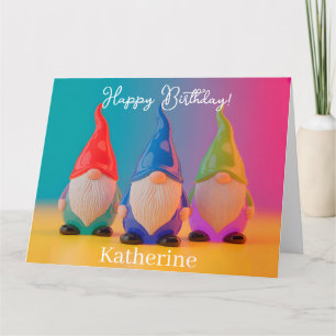 Drio van glanzende keramische tuinkabouterbeeldjes kaart