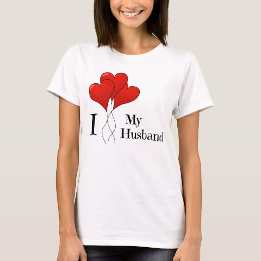 Drio van rode hartballonnen Ik hou van mijn man T-shirt (Voorkant)