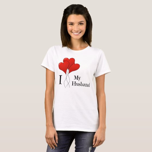 Drio van rode hartballonnen Ik hou van mijn man T-shirt (Voorkant volledig)