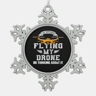 Drione Pilot Flying Multirotor Quadcopter Tin Sneeuwvlok Ornament
