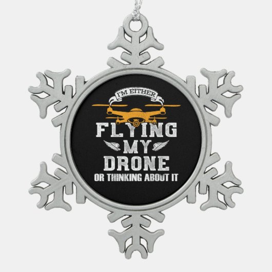 Drione Pilot Flying Multirotor Quadcopter Tin Sneeuwvlok Ornament (Voorkant)