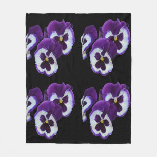 Drioogtal Paarse Witte Viooltjesbloesems: Natuurli Fleece Deken