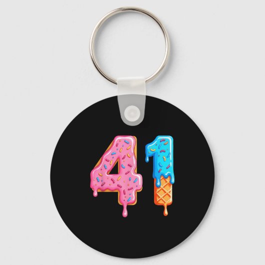 Drip 41 Meme Cool Baseball Stijl Nummer Een en Vee Sleutelhanger (Voorkant)