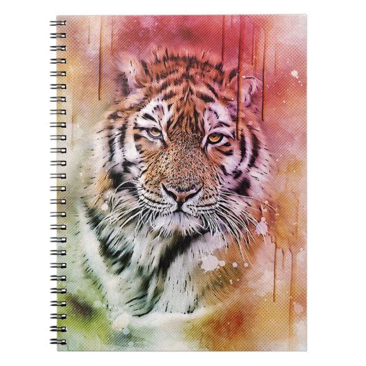 Drip Art Waterverf Tiger Notitieboek (Voorkant)