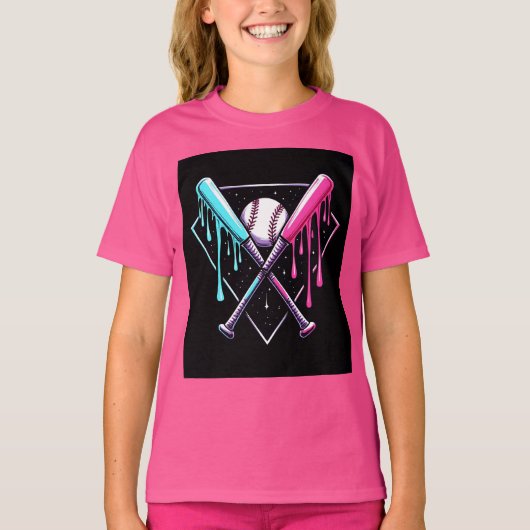 Drip Baseball Bat Magic - Neon Splash Home Bord T-shirt (Voorkant)