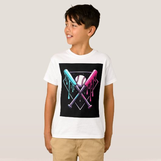 Drip Baseball Bat Magic - Neon Splash Home Bord T-shirt (Voorkant volledig)
