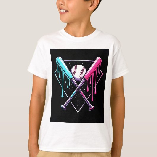 Drip Baseball Bat Magic - Neon Splash Home Bord T-shirt (Voorkant)
