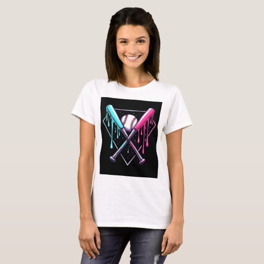 Drip Baseball Bat Magic - Neon Splash Home Bord T-shirt (Voorkant volledig)