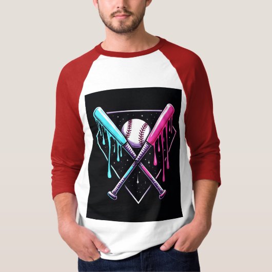 Drip Baseball Bat Magic - Neon Splash Home Bord T-shirt (Voorkant)