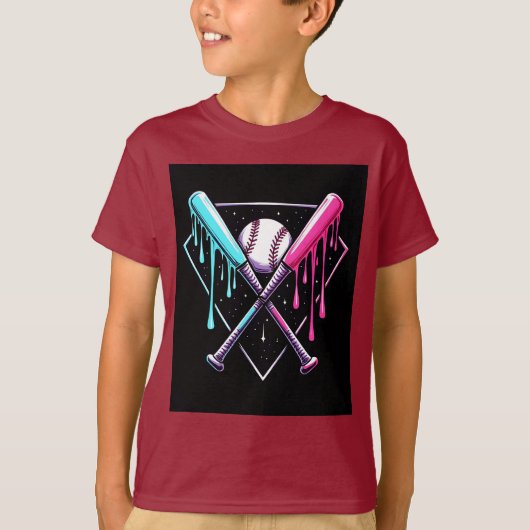 Drip Baseball Bat Magic - Neon Splash Home Bord T-shirt (Voorkant)