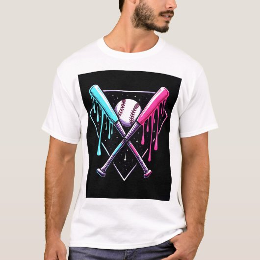 Drip Baseball Bat Magic - Neon Splash Home Bord T-shirt (Voorkant)
