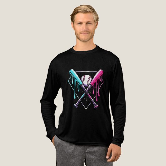 Drip Baseball Bat Magic - Neon Splash Home Bord Tri-Blend Shirt (Voorkant)