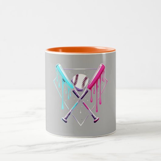 Drip Baseball Bat Magic - Neon Splash Home Bord Tweekleurige Koffiemok (Center)