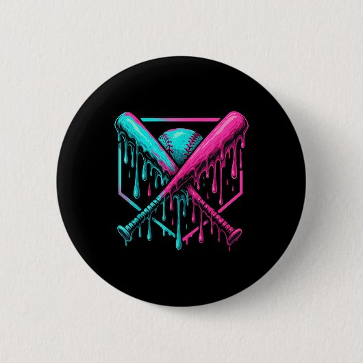 Drip Boys Baseball en Bat Ronde Button 5,7 Cm (Voorkant)