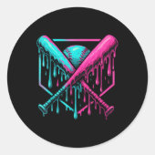 Drip Boys Baseball en Bat Ronde Sticker (Voorkant)